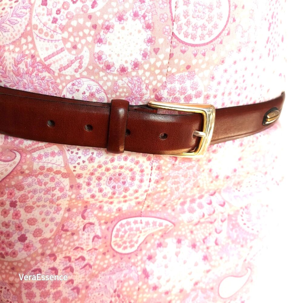 NEW Onyx by Brighton Ranger Belt Mens Size 38 Brown Italian Calfskin VTG
